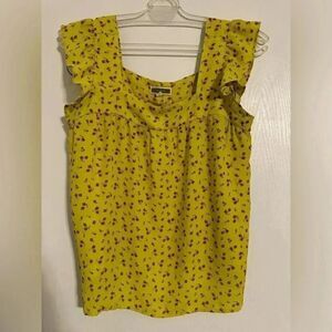 Pleione Lime Green Floral Top | Size S